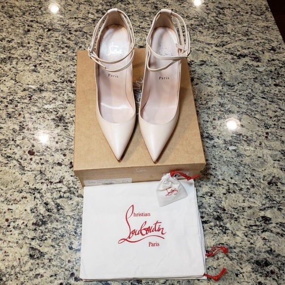 NEW Christian Louboutin Conclusive Pump in Crème Leather 100mm Heel Size 40.5 - Picture 2 of 12